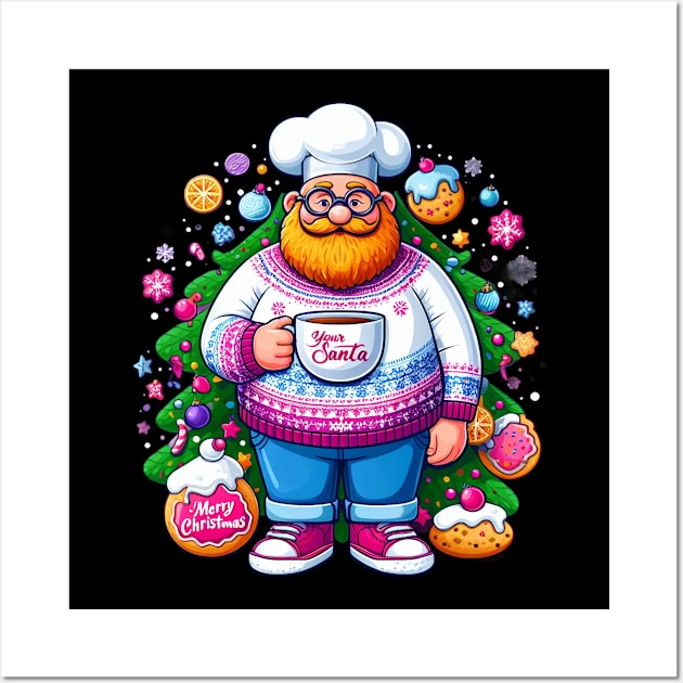 Chef Around The Christmas Tree Wall Art by BukovskyART